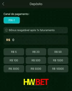 deposits HWBET