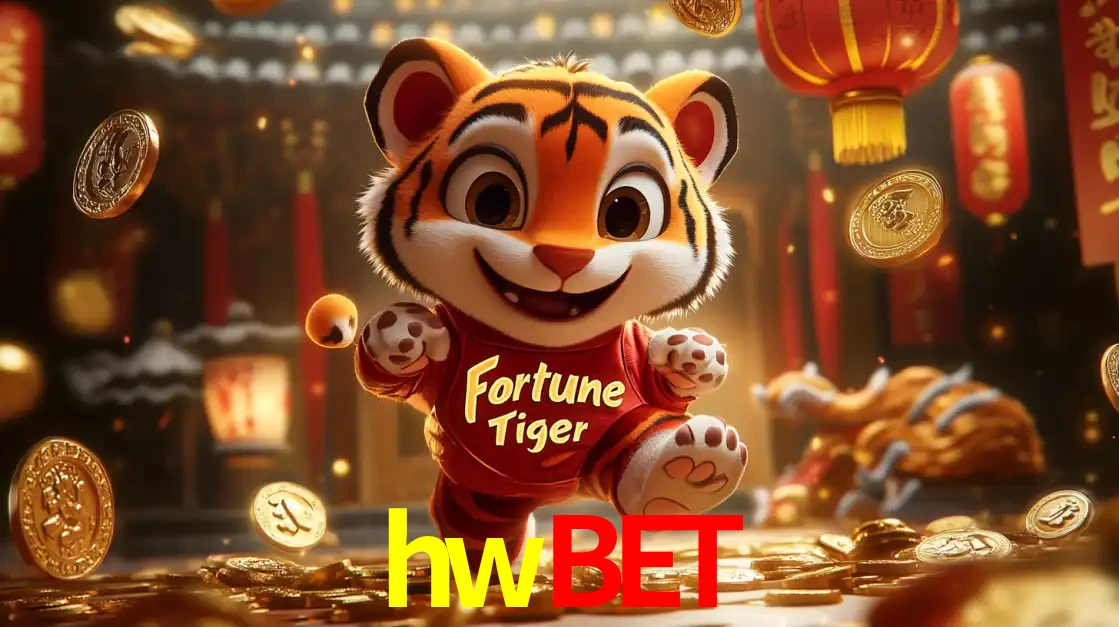 O alegre personagem do Fortune Tiger correndo sobre um caminho de moedas de ouro, simbolizando os grandes prêmios e a diversão do popular jogo de slot do hwbet.